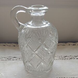 Clear Pressed Glass Pitcher with Diamond Cut Pattern